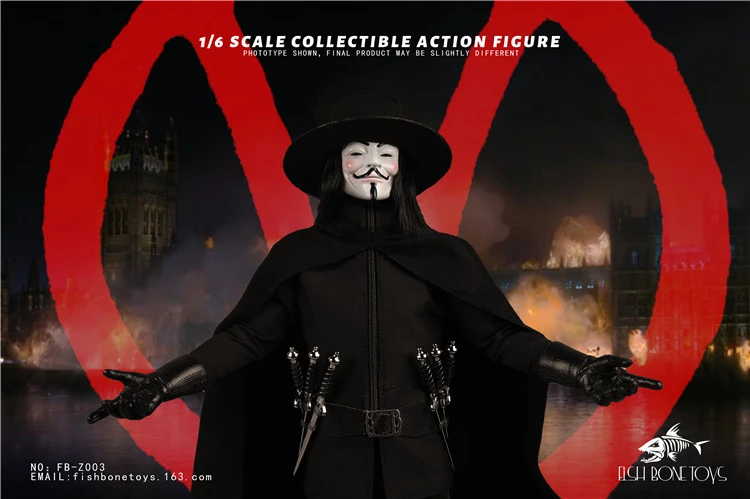 In stock FISH BONETOYS FB-Z003 1/6 V for Vendetta 12" Male Figure Model Toy