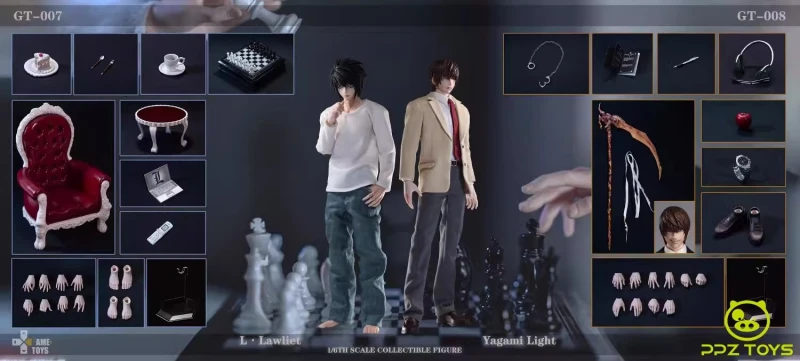 GAMETOYS DEATH NOTE L Action Figure Model 1/6 Scale ( L·Lawliet Anime+Yagami Light) GT007+GT008