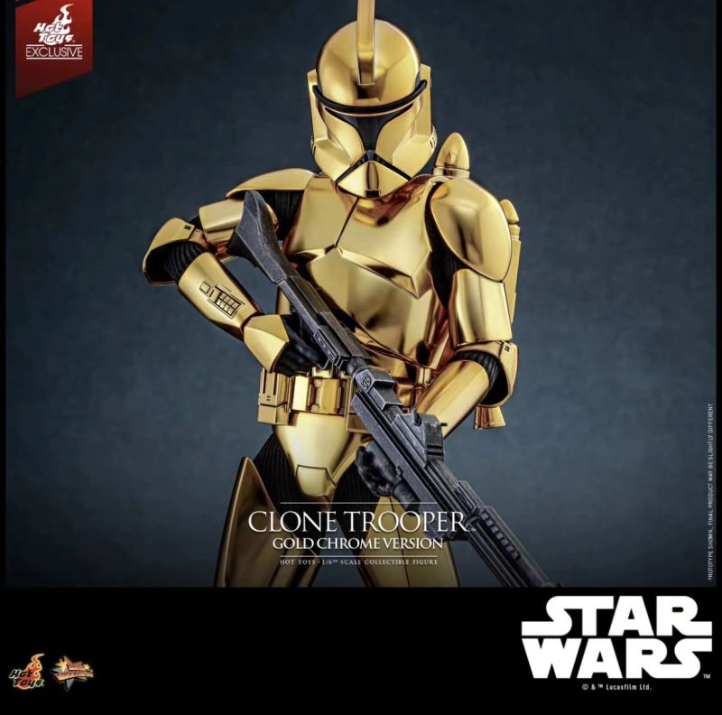 In Stock Hot Toys MMS735 Star Wars Clone Trooper (Gold Chrome Version) Figure Exclusive