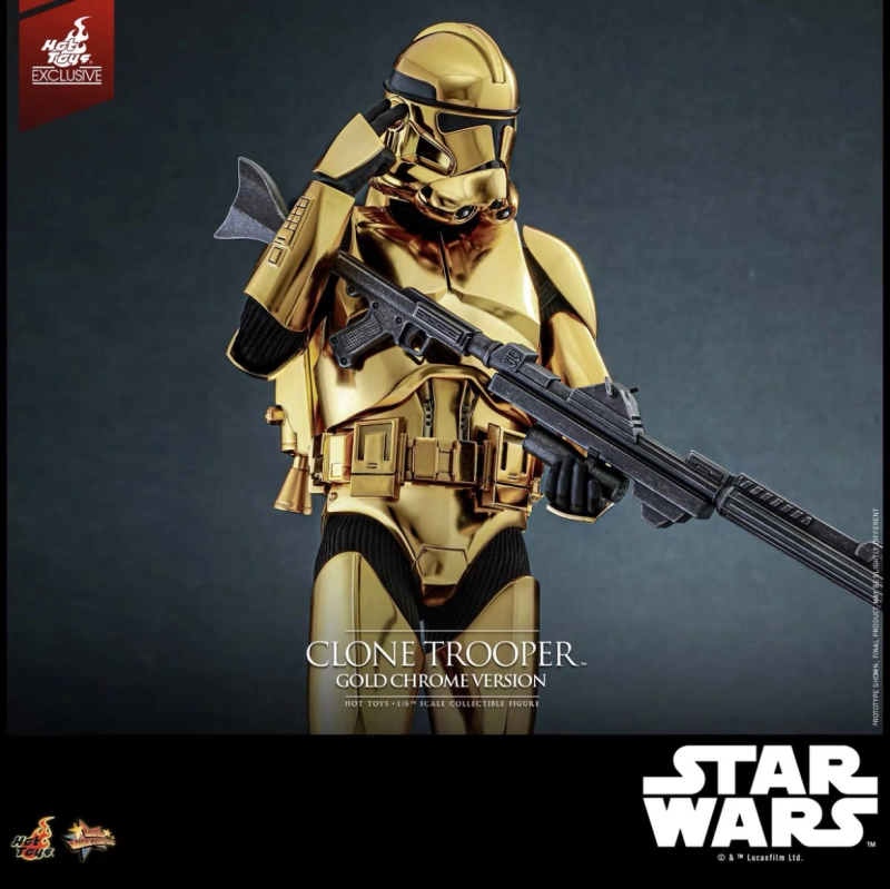 In Stock Hot Toys MMS735 Star Wars Clone Trooper (Gold Chrome Version) Figure Exclusive