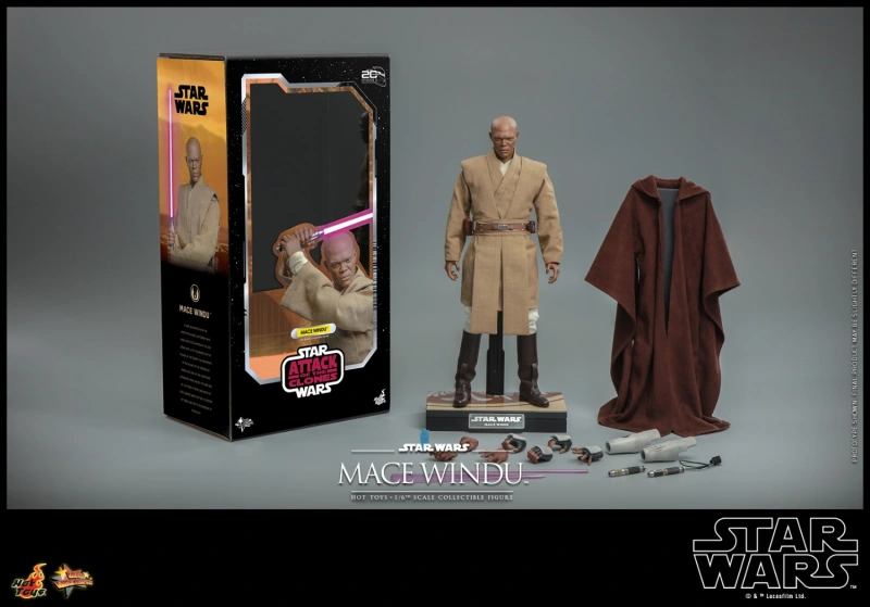 In Stock Hot Toys MMS681 Star Wars Episode II Attack of the Clones Mace Windu