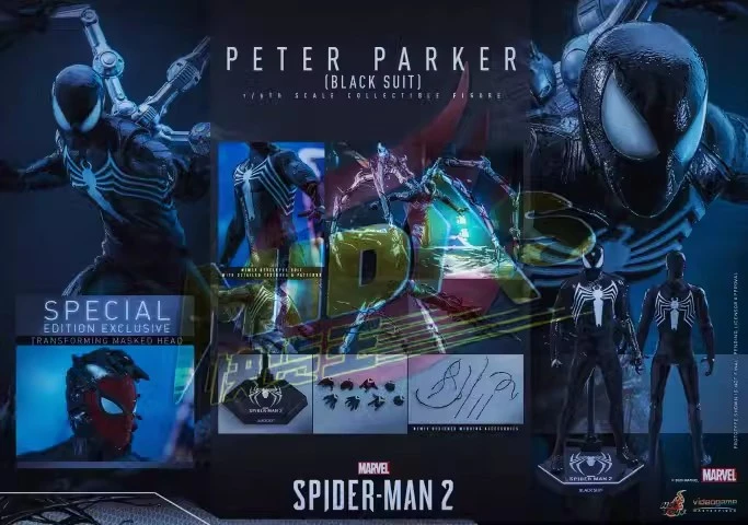 In Stock  Hot Toys VGM56B Marvel's Spider-Man 2 Peter Parker (Black Suit) Special Edition