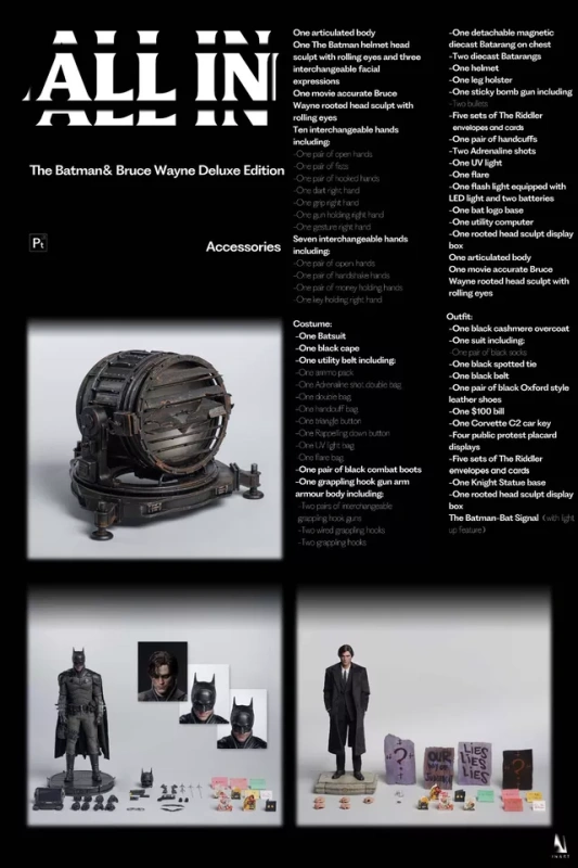 In Stock QS INART  PT002-1D 1/6 Scale The Batman - Batman & Bruce Wayne ALL IN