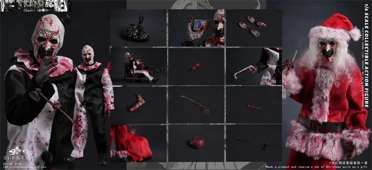 In Stock FISH BONETOYS 1/6 FB-Z018 Terrifier Broken Soul Clown Halloween Killer Frenzy Full Set 12in Male Action Figure Model