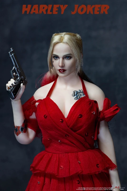 Nine Craftsmen J-004 1/6 Female Soldier Harley Quinn Head Sculpture The Clown's Girl Clothes Set For 12-inch Action Figure Body