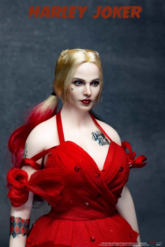 Nine Craftsmen J-004 1/6 Female Soldier Harley Quinn Head Sculpture The Clown's Girl Clothes Set For 12-inch Action Figure Body