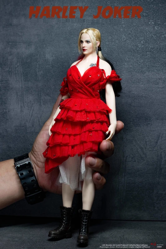 Nine Craftsmen J-004 1/6 Female Soldier Harley Quinn Head Sculpture The Clown's Girl Clothes Set For 12-inch Action Figure Body