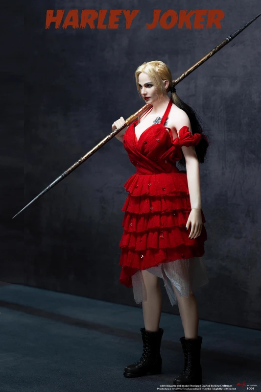 Nine Craftsmen J-004 1/6 Female Soldier Harley Quinn Head Sculpture The Clown's Girl Clothes Set For 12-inch Action Figure Body