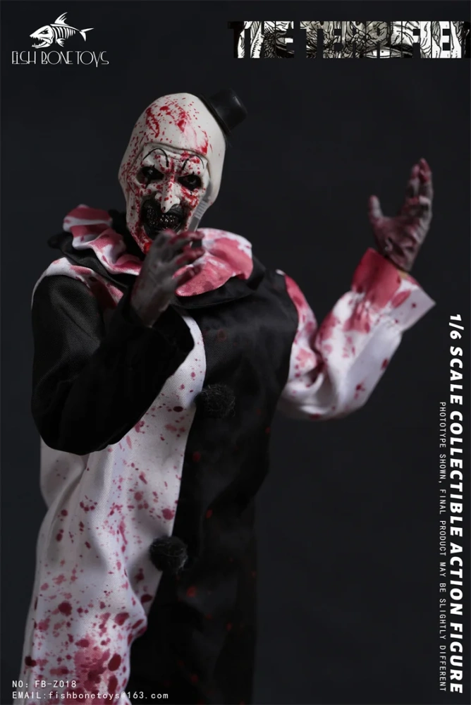 In Stock FISH BONETOYS 1/6 FB-Z018 Terrifier Broken Soul Clown Halloween Killer Frenzy Full Set 12in Male Action Figure Model