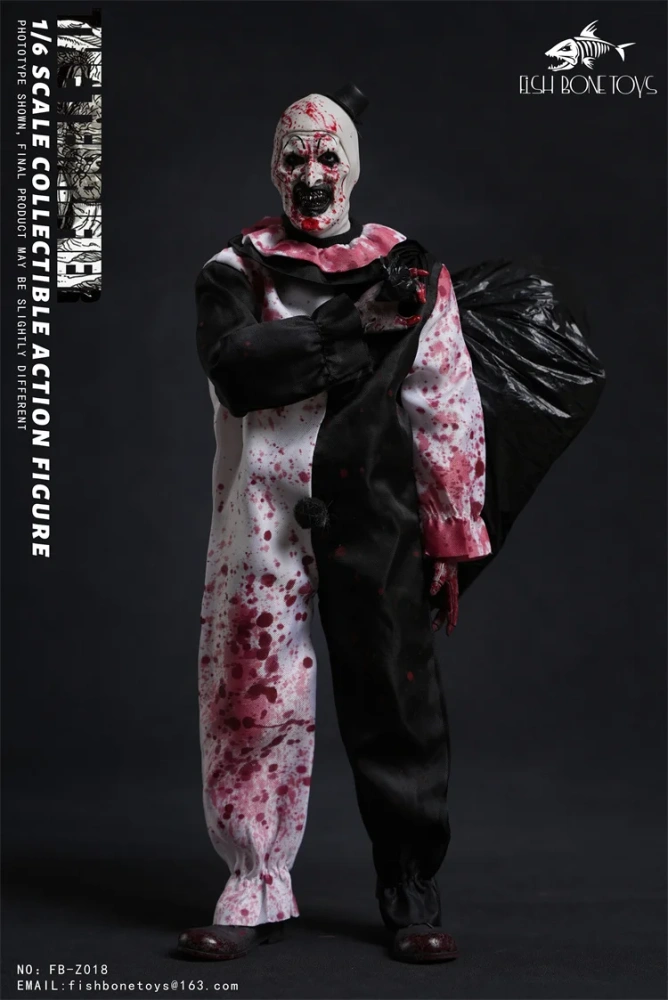 In Stock FISH BONETOYS 1/6 FB-Z018 Terrifier Broken Soul Clown Halloween Killer Frenzy Full Set 12in Male Action Figure Model