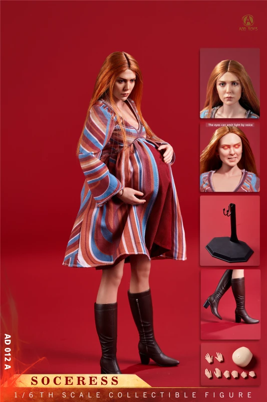 ADD TOYS AD-012 1/6 Scarlet Witch Pregnant Version Movable Female Action Figure Double Head Sculpt Ornament 12" Full Set Soldier