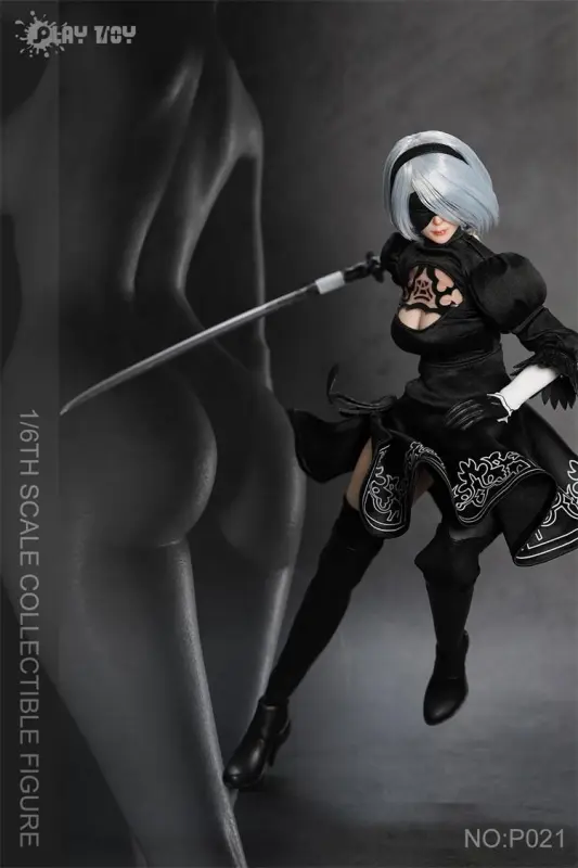 Pre-order PLAY TOY P021 1/6 Sexy 2B Sister Nier Female Action Figure Two Mini Sword Model Three Head Sculpts 12" Full Set Solider Dolls