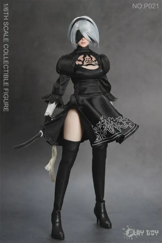 Pre-order PLAY TOY P021 1/6 Sexy 2B Sister Nier Female Action Figure Two Mini Sword Model Three Head Sculpts 12" Full Set Solider Dolls