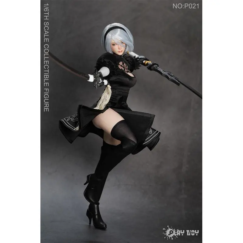 Pre-order PLAY TOY P021 1/6 Sexy 2B Sister Nier Female Action Figure Two Mini Sword Model Three Head Sculpts 12" Full Set Solider Dolls