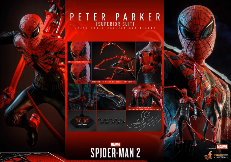 In Stock Hot Toys VGM61 Marvel's Spider-Man 2 Peter Parker (Superior Suit) Figure