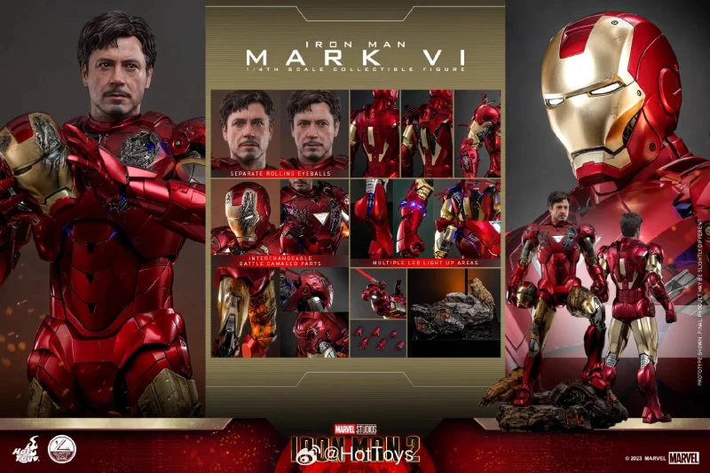 In Stock Hot Toys QS025 1/4 Scale Iron Man 2 Mark 6 VI Action Figure Collectible