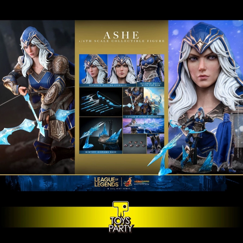 In Stock  HotToys HT VGM60 1/6 LOL Ice Shooter Ashe Action Figure Model Toys