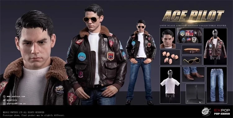 Pre-Sale POPTOYS EX059 1/6 ACE Pilot Mitchell The Gun Action Figure Jacket Ver.