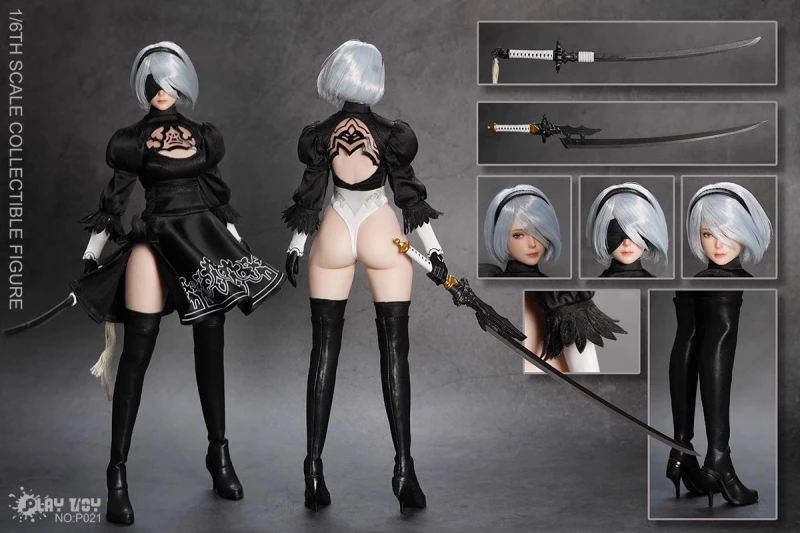 In Stock  PLAY TOY P021 1/6 Humanoid Robot 2B Collectible Action Figure Model