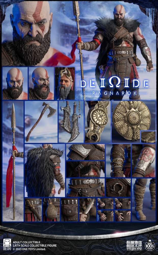 In Stock Onetoys OT019 1/6 Male God of War Kratos Double Head 12''Action Figure Doll
