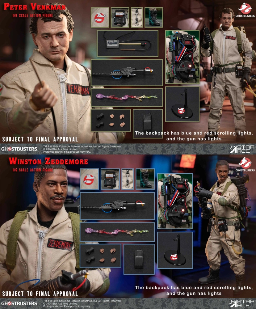 STAR ACE Toys SA0151 SA0154 1/6 Ghost Hunter Peter Venkman  Ghost Hunter Winston Zeddemore Action Figure
