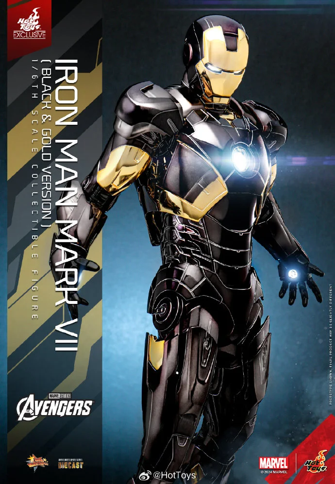 IN STOCK HOT TOYS 1/6 MMS741D61 IRON MAN MK VII (MK 7) BLACK & GOLD