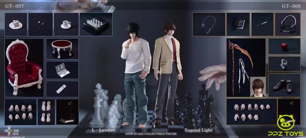 GAMETOYS DEATH NOTE L Action Figure Model 1/6 Scale ( L·Lawliet Anime+Yagami Light) GT007+GT008