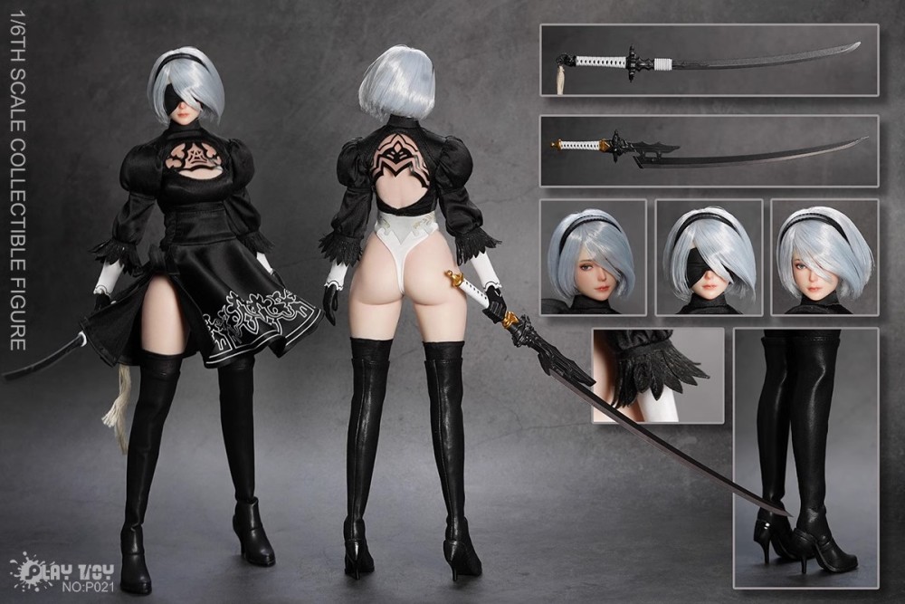 In Stock  PLAY TOY P021 1/6 Humanoid Robot 2B Collectible Action Figure Model