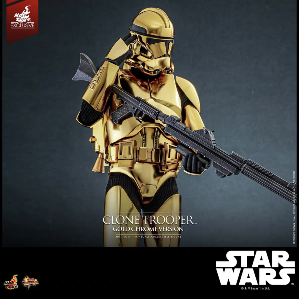 In Stock Hot Toys MMS735 Star Wars Clone Trooper (Gold Chrome Version) Figure Exclusive