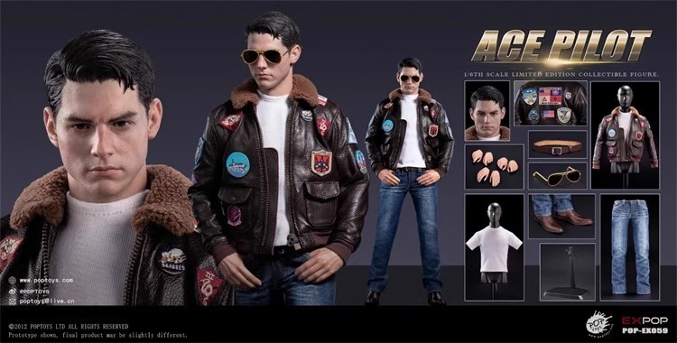 Pre-Sale POPTOYS EX059 1/6 ACE Pilot Mitchell The Gun Action Figure Jacket Ver.