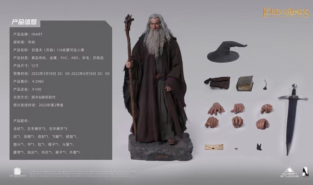 IN STOCK Queen INART A002N  Gandalf Action Figure Model 1/6 Scale ABS PVC Collection