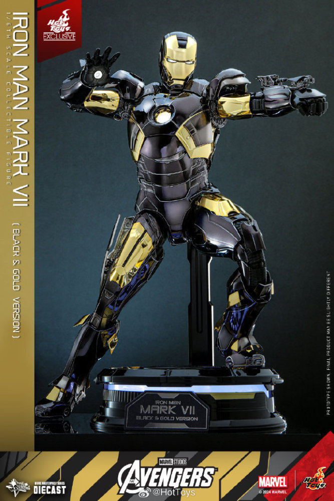 IN STOCK  HOT TOYS 1/6 MMS741D61 IRON MAN MK VII (MK 7) BLACK & GOLD