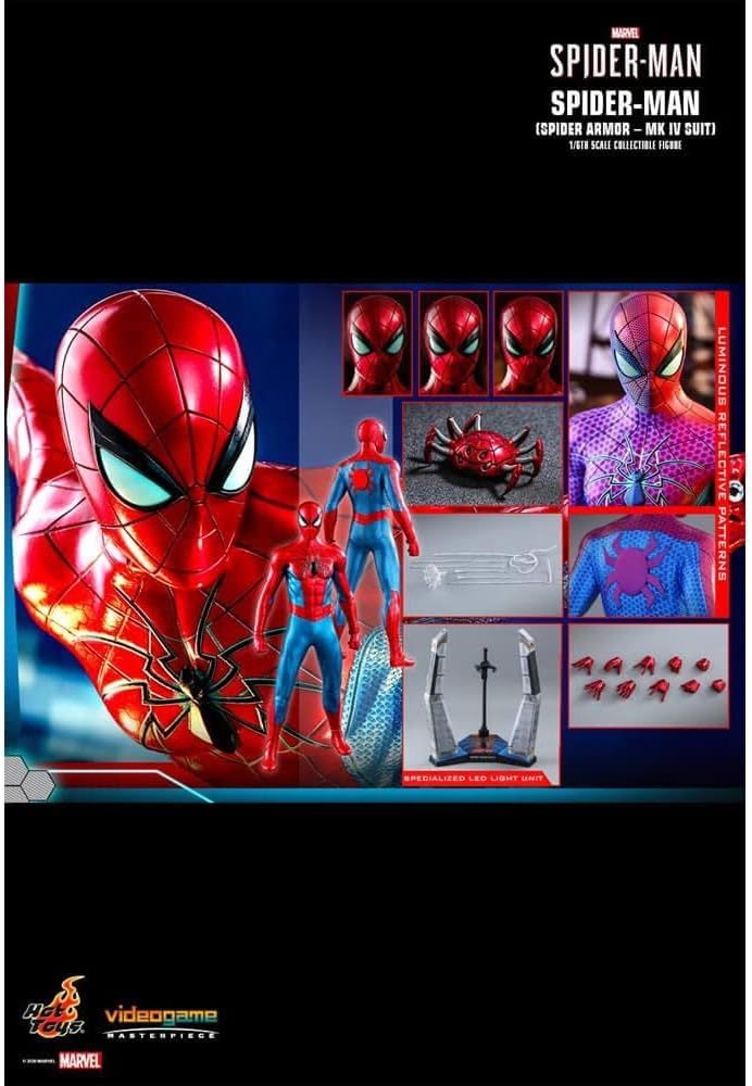 Hot Toys Marvel Spider-Man Game Spider-Man (Spider Armor - MK IV Suit) 1/6 Scale 12" Action Figure
