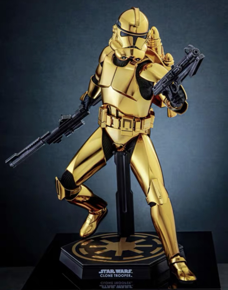 In Stock Hot Toys MMS735 Star Wars Clone Trooper (Gold Chrome Version) Figure Exclusive