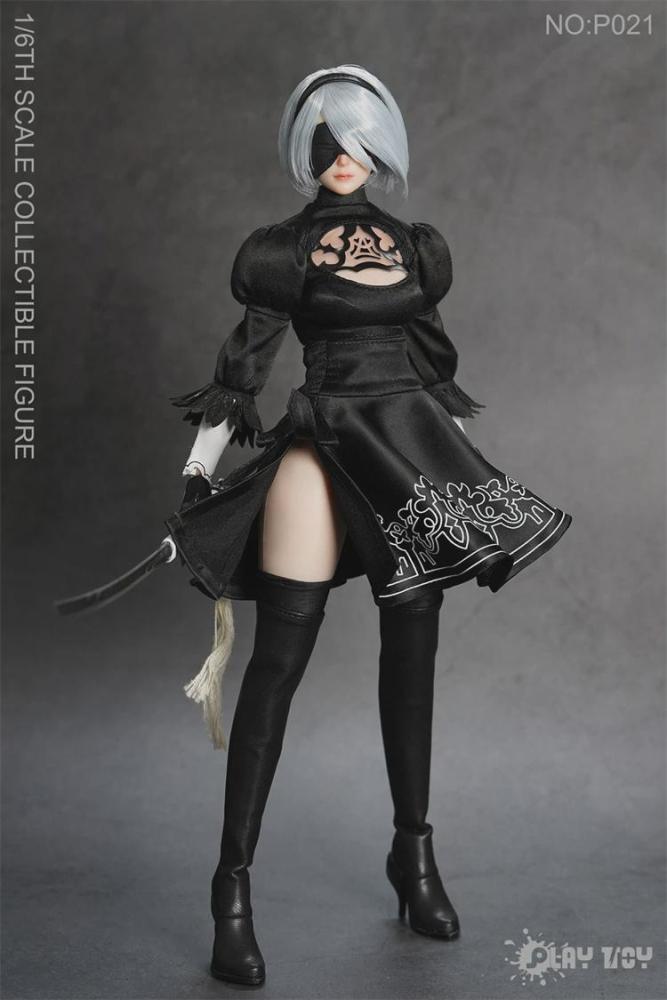 Pre-order PLAY TOY P021 1/6 Sexy 2B Sister Nier Female Action Figure Two Mini Sword Model Three Head Sculpts 12" Full Set Solider Dolls