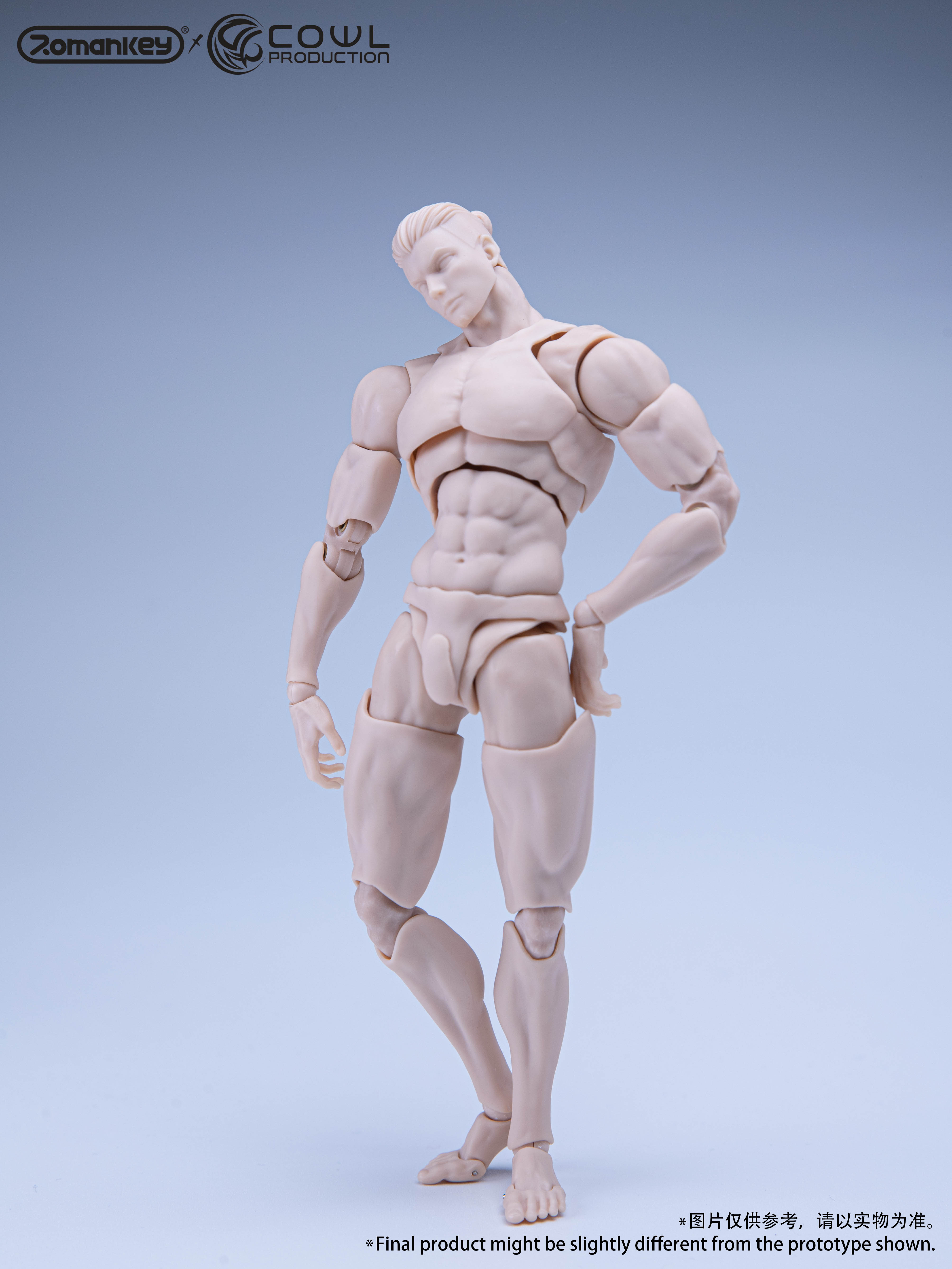 In Stock Romankey X Cowl 1/12 Super Flexible Man Body Carving