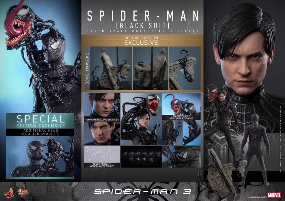 In Stock HOTTOYS HT MMS728 Spider-Man 3 Black Suit Spider-Man