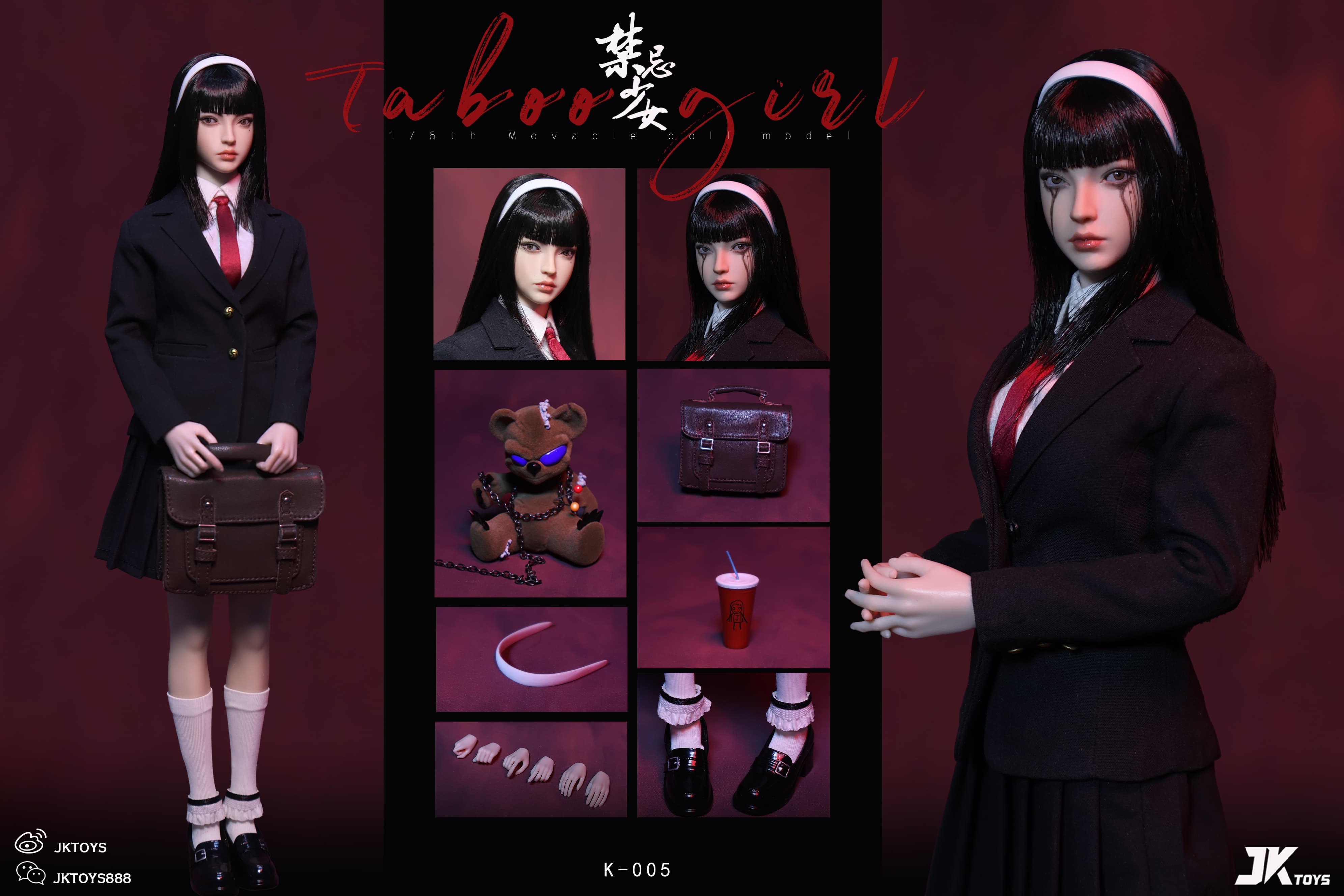 In Stock JKTOYS K-005 1/6 Taboo Girl Tomie Cosplay Female Action