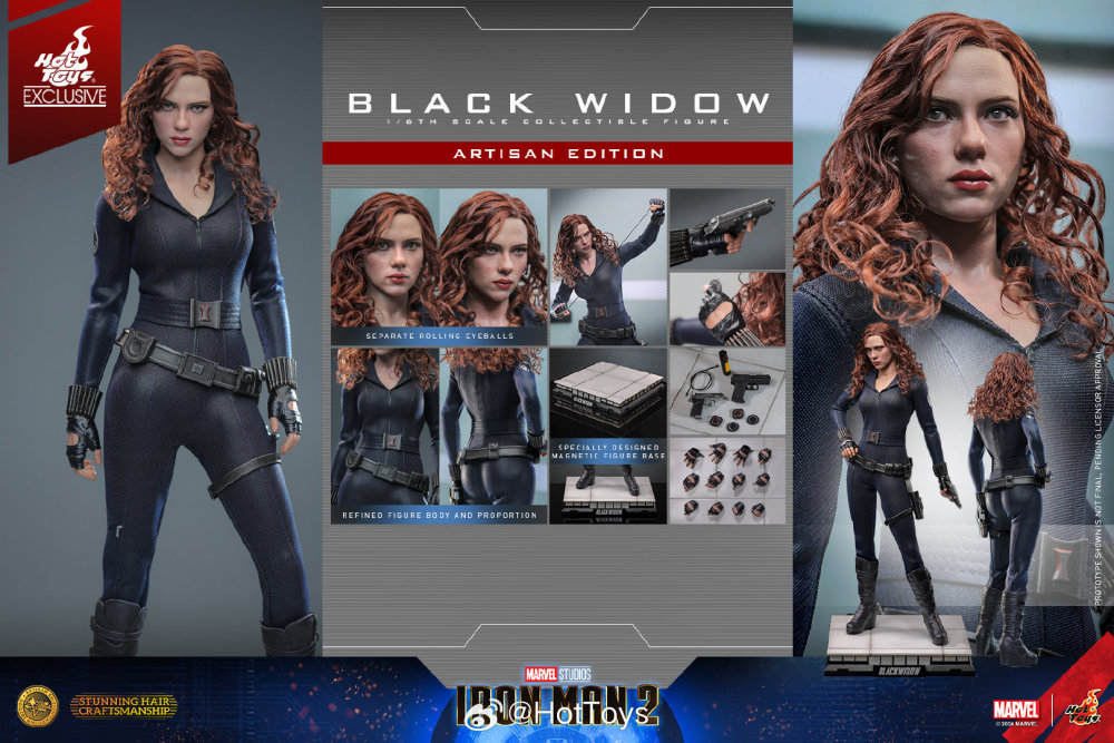 In Stock  Hot Toys HT Black Widow Hair Transplant Standard Version 1/6 Movable Iron Man 2 MMS757AE
