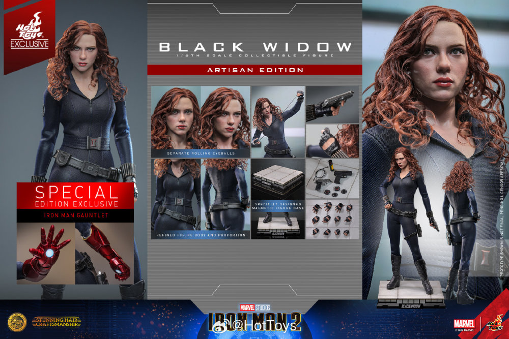 In Stock  Hot Toys HT Black Widow Hair Transplant Standard Version 1/6 Movable Iron Man 2 MMS757AE