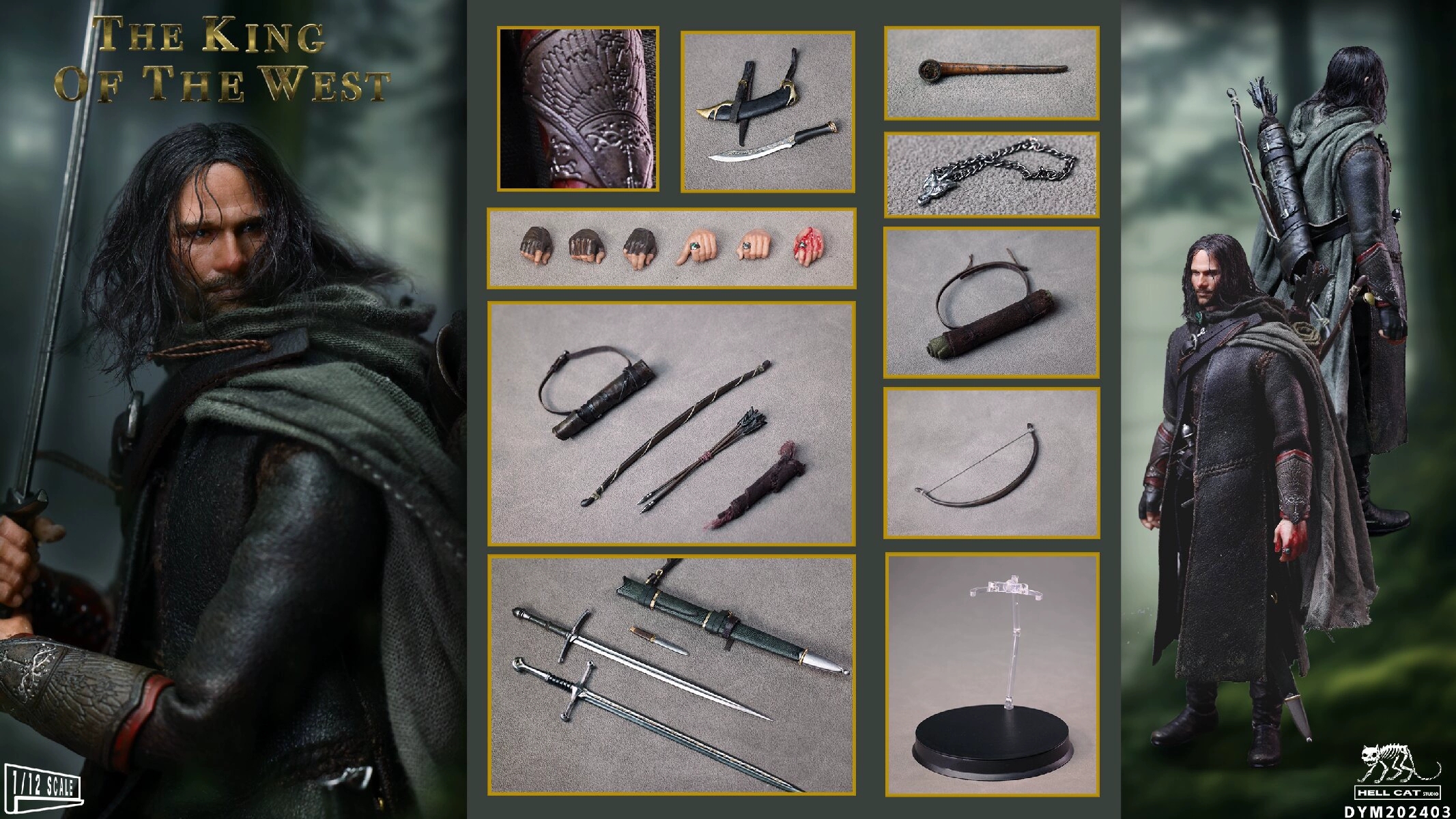 Hell Cat DYM202403 1/12 The Lord of the Rings Aragorn Figure