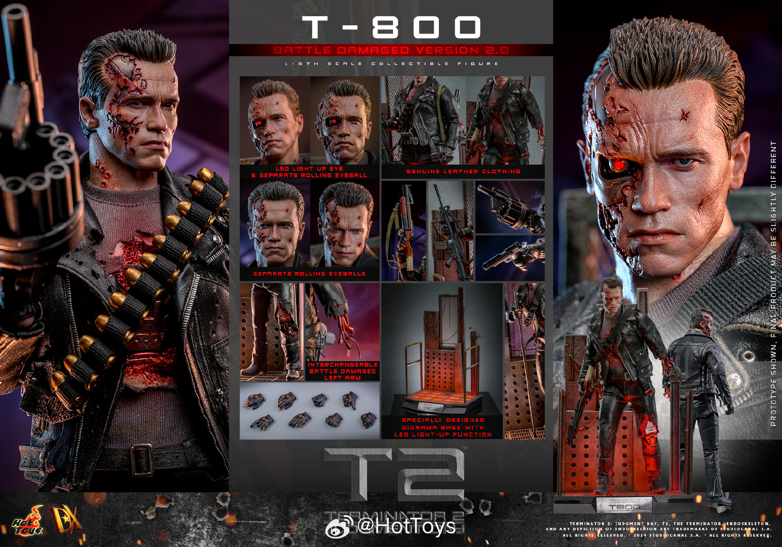 HotToys HT 1/6 DX46 Terminator 2：Judgment Day T800 2.0 Action Figure