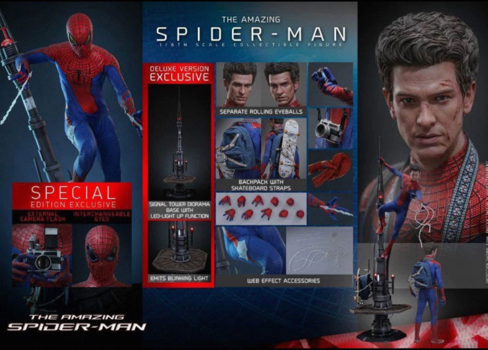 In Stock! Hot Toys Deluxe Special Edition MMS772B 1/6 'The Amazing Spider-Man' Figure