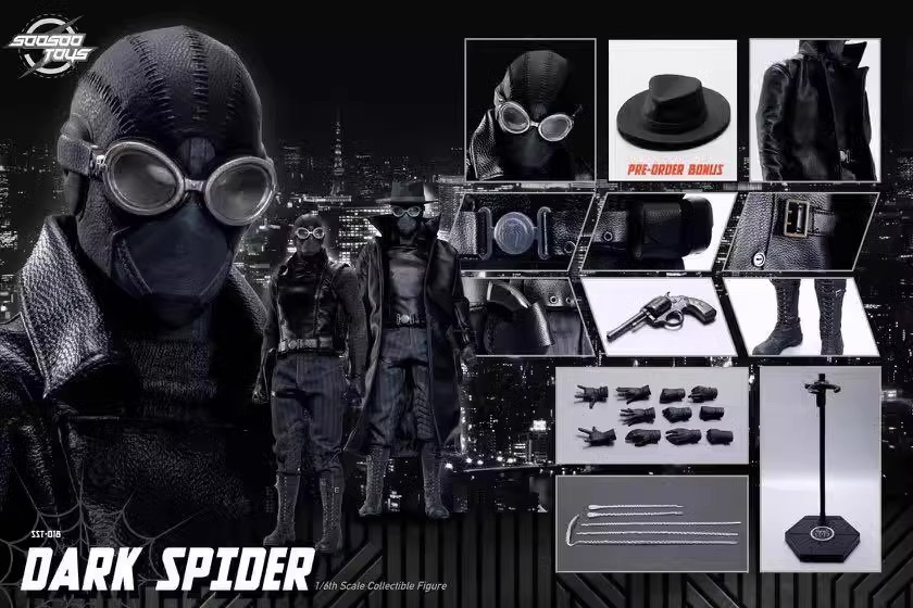 In Stock  Soosootoys SST018 Dark Spider Dark Shadow Spider-Man Dark 1/6 Action Figure