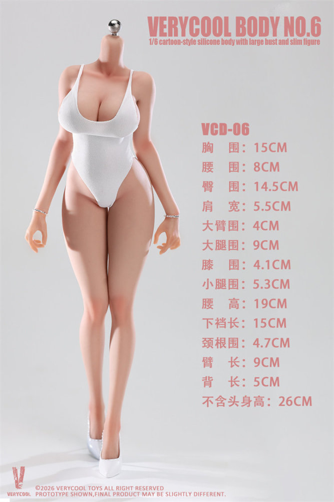 In Stock VERYCOOL 1/6 VCD-06 Model 6 - Full figure, narrow shoulders, hourglass figure, with legs