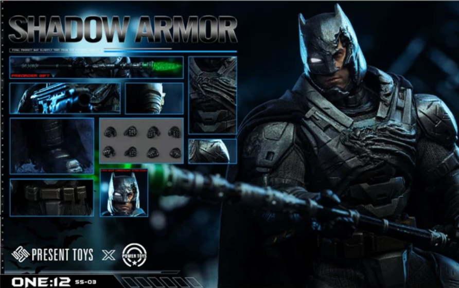 In-stock PRESENT TOYS SS-02 1/12 Heavy Armor Batman​ Shadow Armor Standard