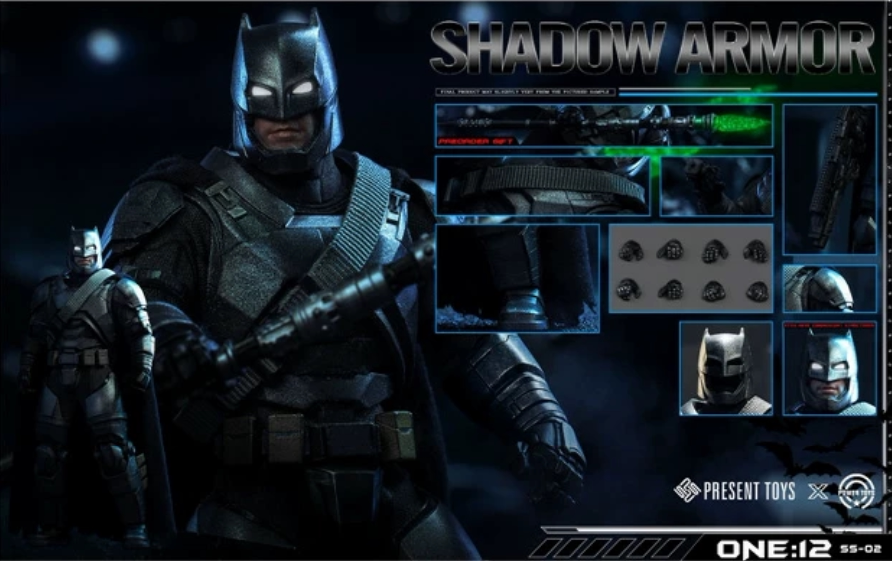 In-stock PRESENT TOYS SS-02 1/12 Heavy Armor Batman​ Shadow Armor Standard