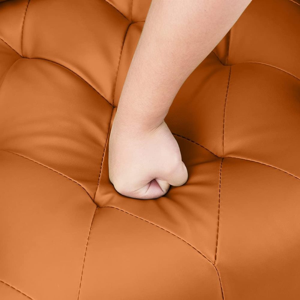 PEIHONGET Faux Leather Accent Chair, Modern Retro Arm Chair for Living Room and Bedroom Tufted Upholstered Sofa Club Chair Comfy Armchair for Small Spaces Bedroom Office (Orange)