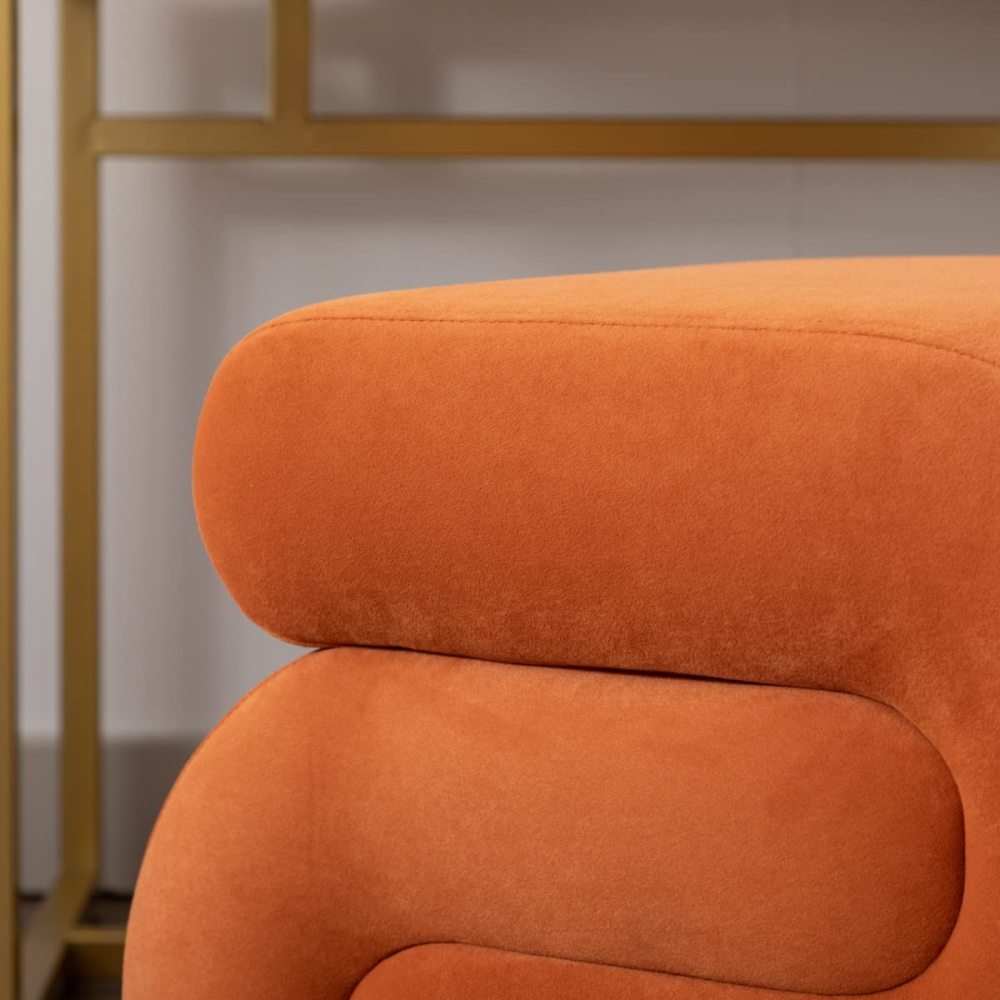 SZLIZCCC S-Shape Velvet Ottoman, Vanity Stool Upholstered Footrest Ottoman Stool Dressing Chair Makeup Rest Stool Chair for Makeup, Living Room, Bedroom(White)