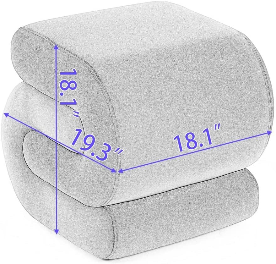 SZLIZCCC S-Shape Velvet Ottoman, Vanity Stool Upholstered Footrest Ottoman Stool Dressing Chair Makeup Rest Stool Chair for Makeup, Living Room, Bedroom(White)